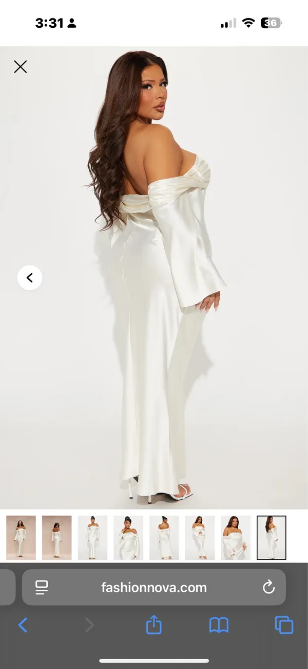 FashioNova Satin White Long Sleeve Dress - Image 7