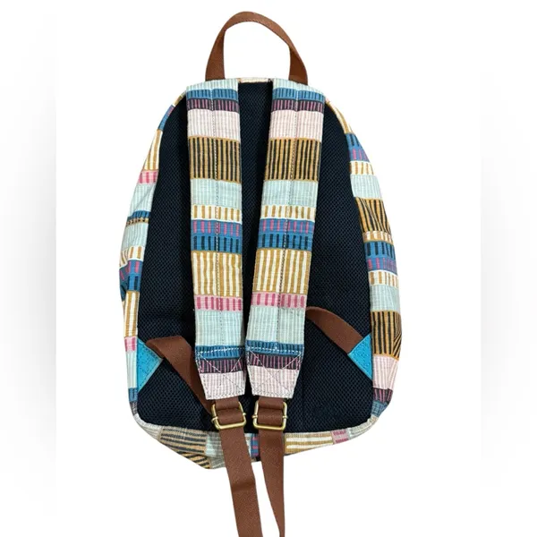 Fossil Multicolor Canvas Backpack Teal Blue Front Pocket Boho Retro‎ Style - Image 6