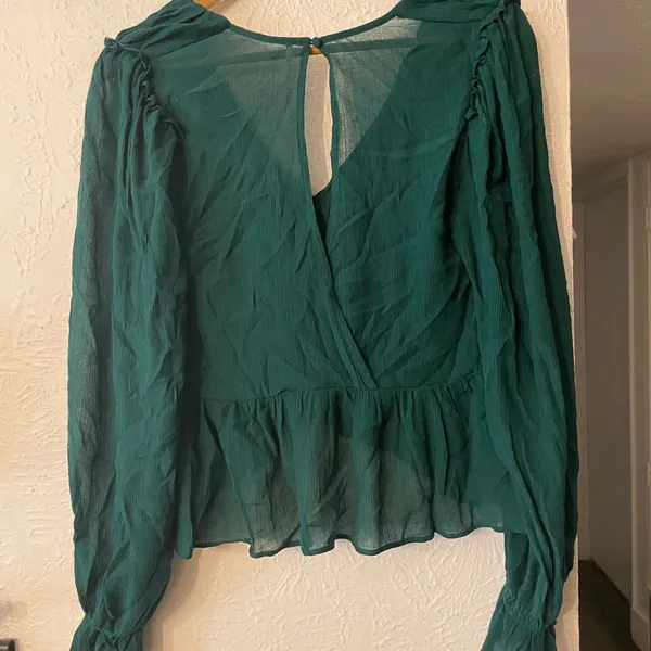 NWT Free People Teal Textured Peasant Daia Top Small - Image 6