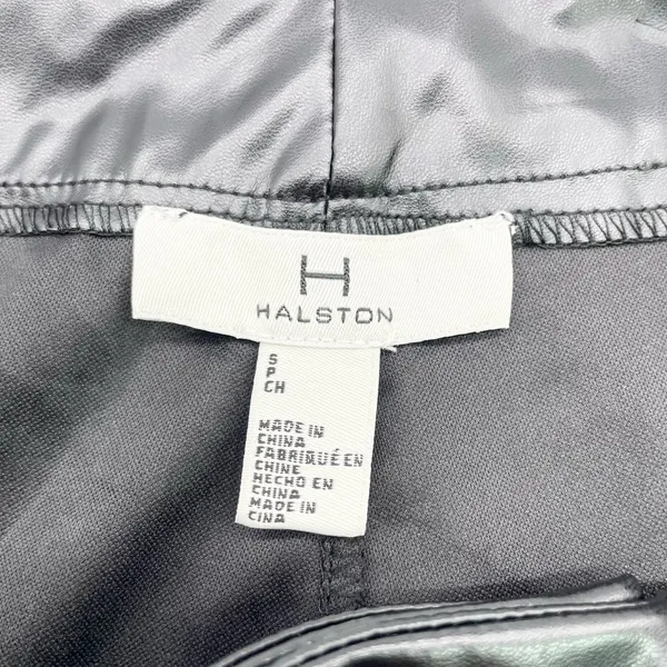 H Halston Faux‎ Leather Pants Women Small Straight Leg Corporate Goth Grunge - Image 8
