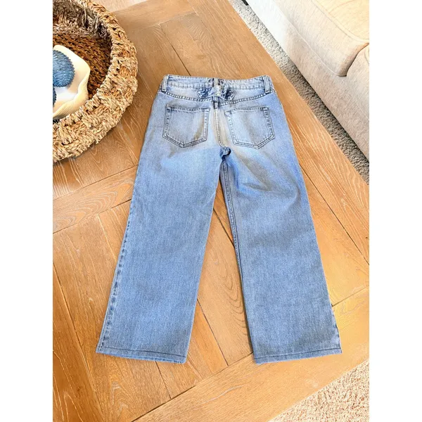 A.L.C. Wide Leg Button Fly Jeans Women's‎ Light Blue Wash Size 2 - Image 4