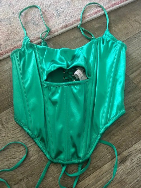 Out from under sweet talk Satin Teal Strappy Bodysuit - Image 5