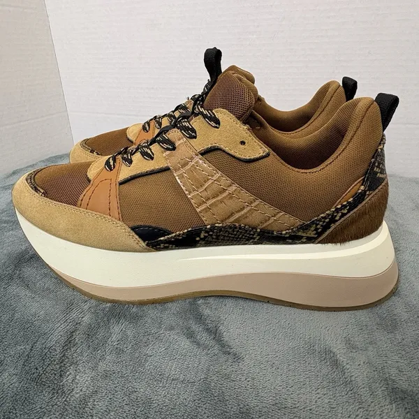 ZARA Chunky Platform Sneakers Brown Tan Size 41/ US 10 Trendy - Image 6