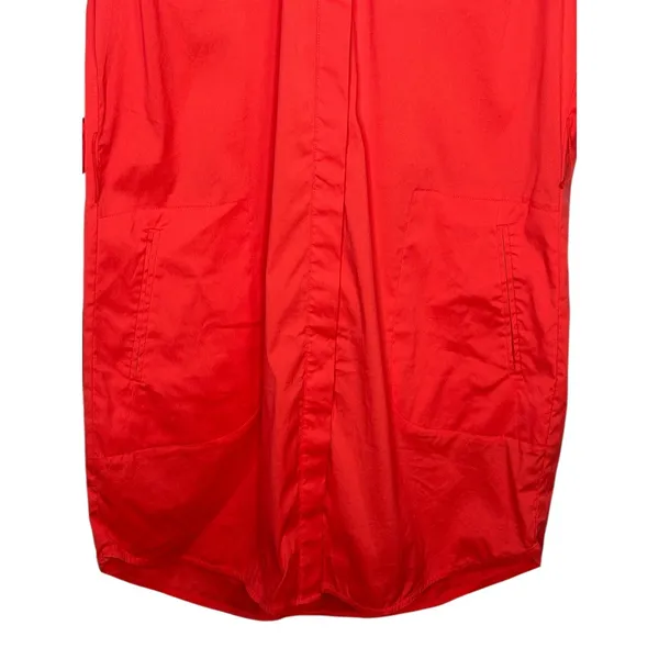 Bebe Belted Shirt Dress Womens Small Red Utility Mini Roll Tab Sleeve‎ Vibrant - Image 6