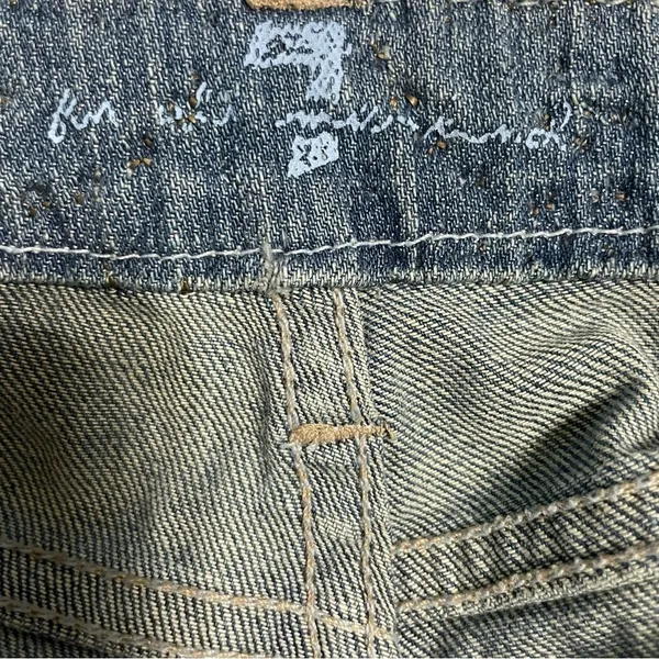 7 For All Mankind Flare Sz 28 Blue Studded Waist Distressed dark Havana jeans - Image 13