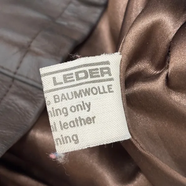 Vintage‎ German Real Leather Echtes Leder Women's Jacket Brown Sz L Waxed - Image 6