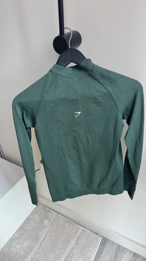 Green Zip-Up Gymshark White Athletic Jacket - Image 2