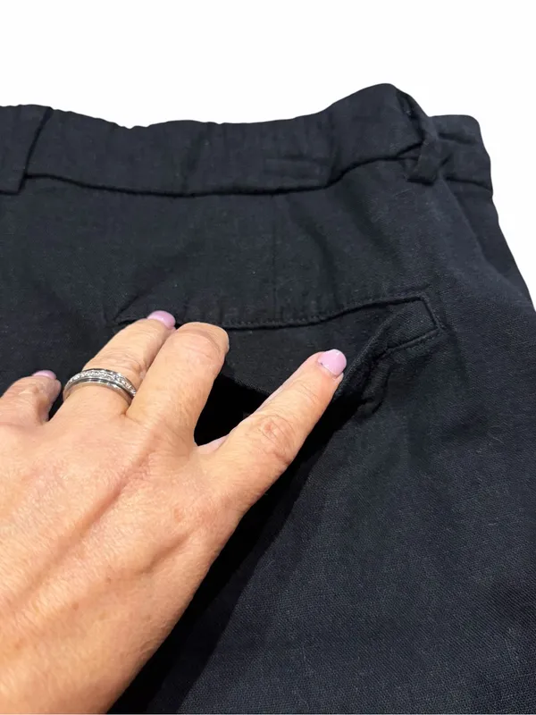 Old Navy Linen Blend Shorts Women’s Medium Black High Rise Pleated Adjustable - Image 5