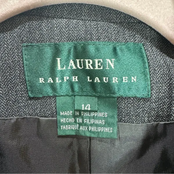 Ralph Lauren LRL Wool Blend 3 Button Blazer‎ Jacket Women's Sz 14 Gray Academia - Image 2