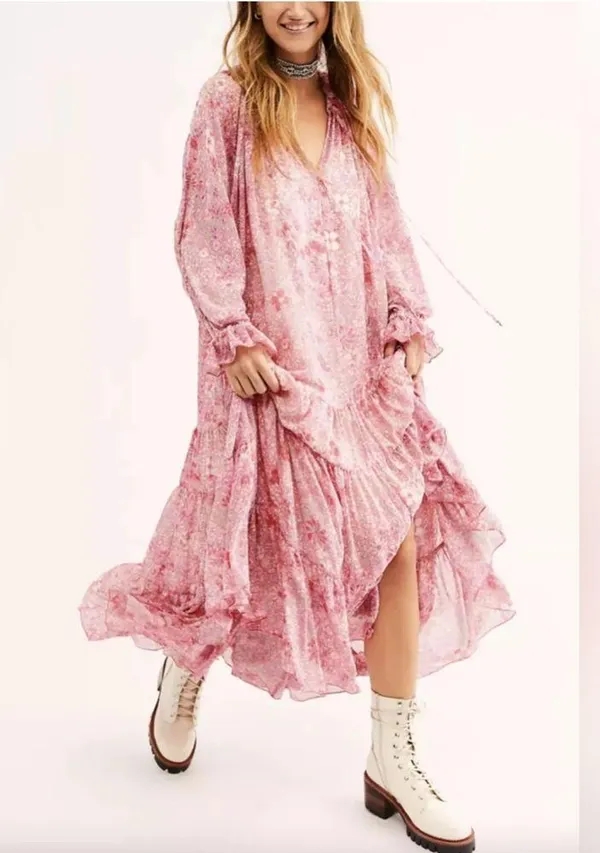 FREE PEOPLE Feeling Groovy floral boho maxi dress, size M - Image 4