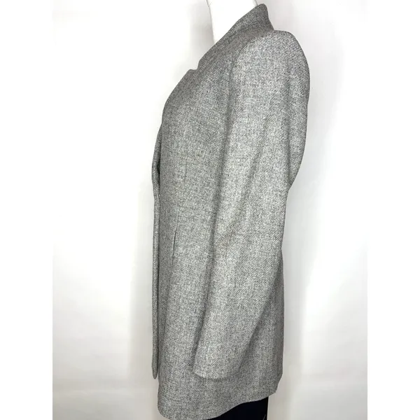 Zara Basic Grey Shetland Wool Coat Stand Collar Tailored Jacket Small Gray - Image 3