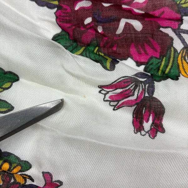 ECHO Vintage Silk Scarf Pink White Floral Square 30.5” - Image 4