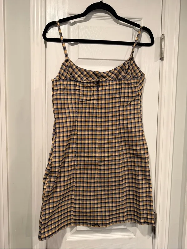 NWT Wild Fable Size S Navy Plaid Fitted Stretch Mini Dress Spaghetti Strap Y2K - Image 9