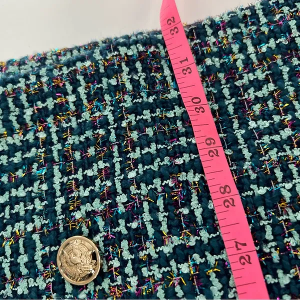 BuddyLove Blue Green‎ and Gold metallic tweed Blazer dress Size Medium - Image 12