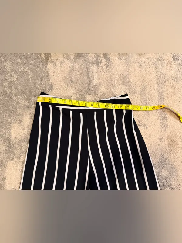 Day To Day Striped Wide-Leg Crop Pants - Black & White - Image 8