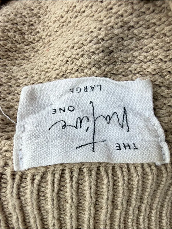 The Native One Textured Henley Tan Sweater with Buttons Size Large - Image 5