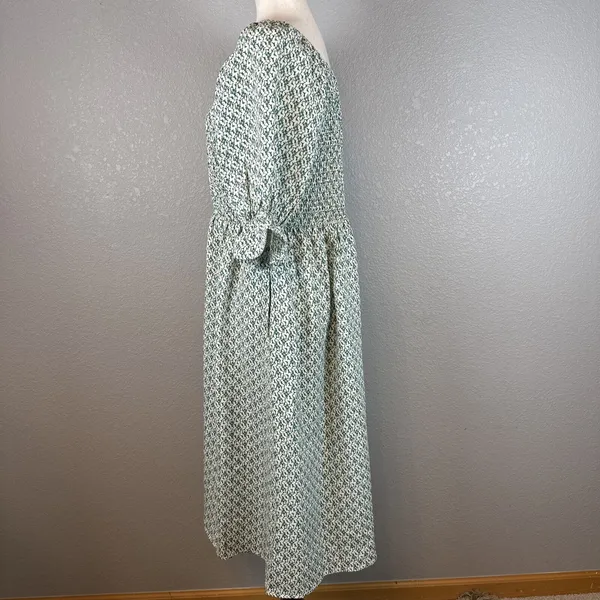 Love Olive Co Tuscany Midi Peasant Smocked Dress‎ XXL Floral Puff Sleeve Pockets - Image 3
