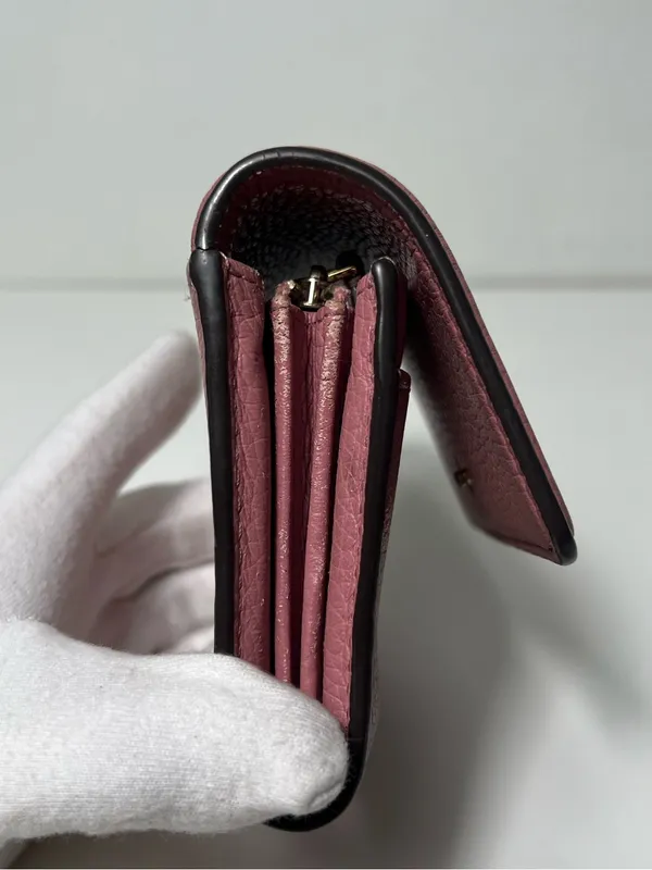 Tory Burch McGraw Pink Pebbled Leather Trifold Compact Mini Wallet - Image 8