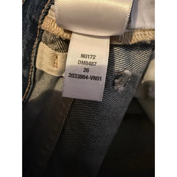 Madewell‎ Low Slung Baggy Crop Jeans 26 Raw Hem Wide Leg Blue Denim High Rise - Image 7