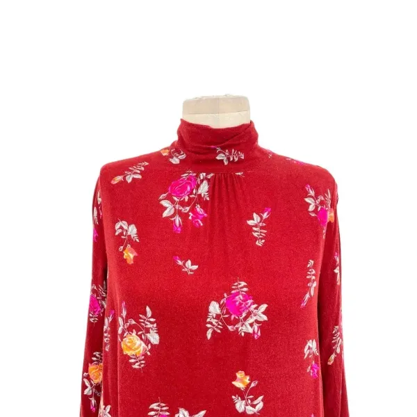 Free People Tate Tunic Dress in Vintage Combo Red Floral‎ Print Size Medium - Image 4