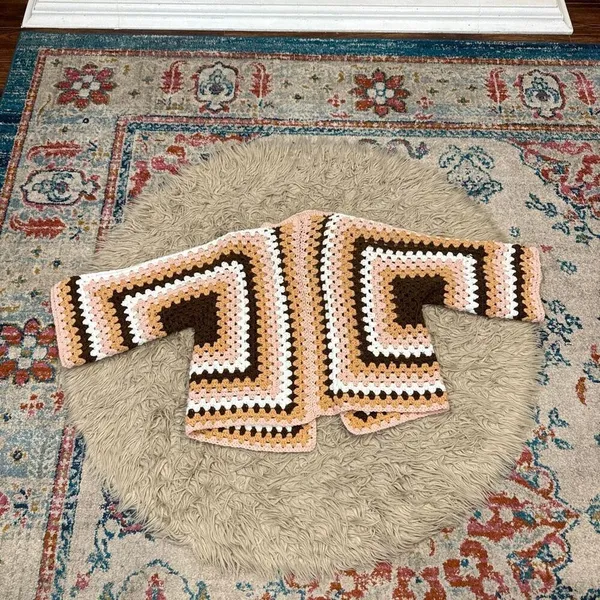 Crocheted blanket jacket one size fits most Pink Size L - Image 3