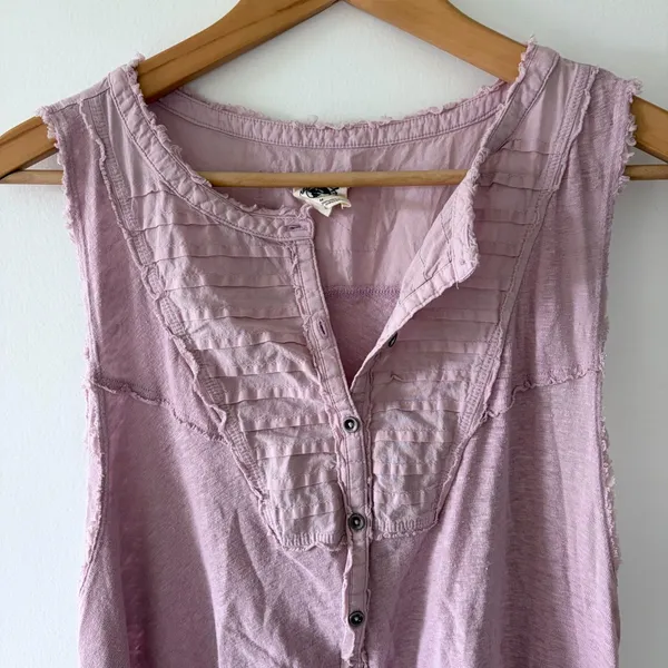 FREE PEOPLE We The Free Poetic Tunic Purple Linen Cotton Tank Top Womens Medium - Image 5