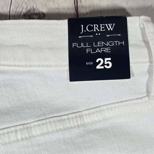 J Crew‎ Full Length Flare Jeans White Signature Stretch Size 25 - Image 9