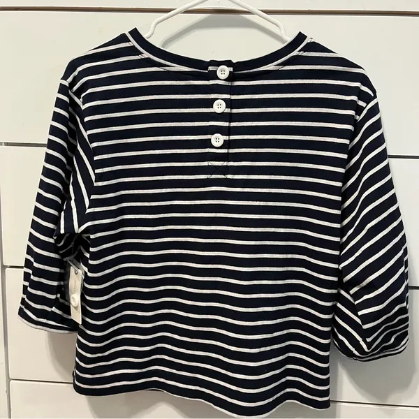 Maeve By Anthropologie Navy Blue & White Stripe Top NWT - Image 3