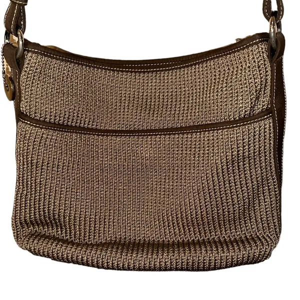 Women's The SAK Knit Khaki Shoulder Bag with Leather Strap‎ - Image 4