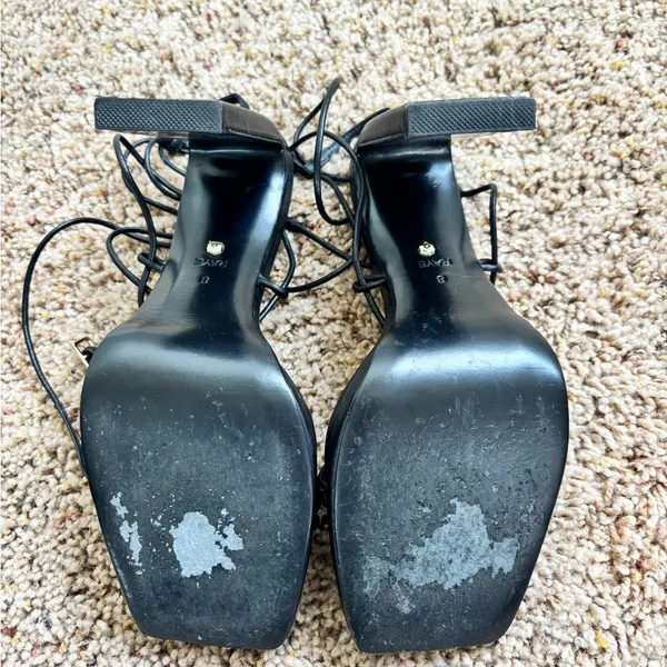 RAYE Black Strappy Lace-Up Platform Heels - Image 5