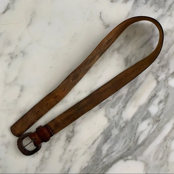 Beautiful Vintage Leather Belt Brown - Image 6