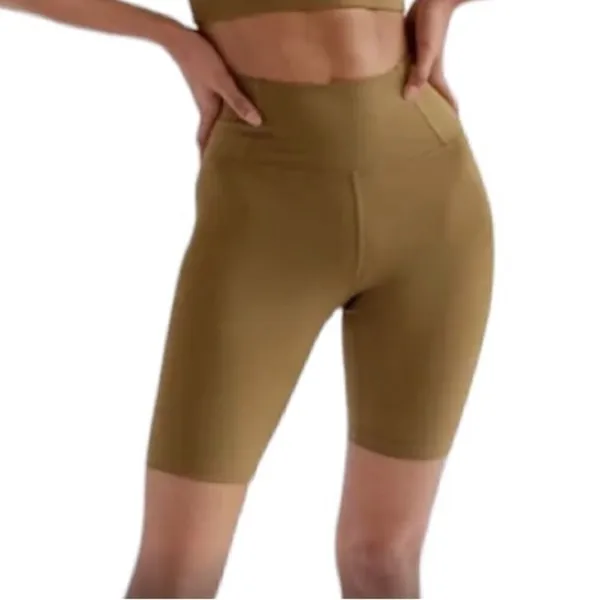 Girlfriend Collective high-waisted bike shorts in khaki green XS - Image 2