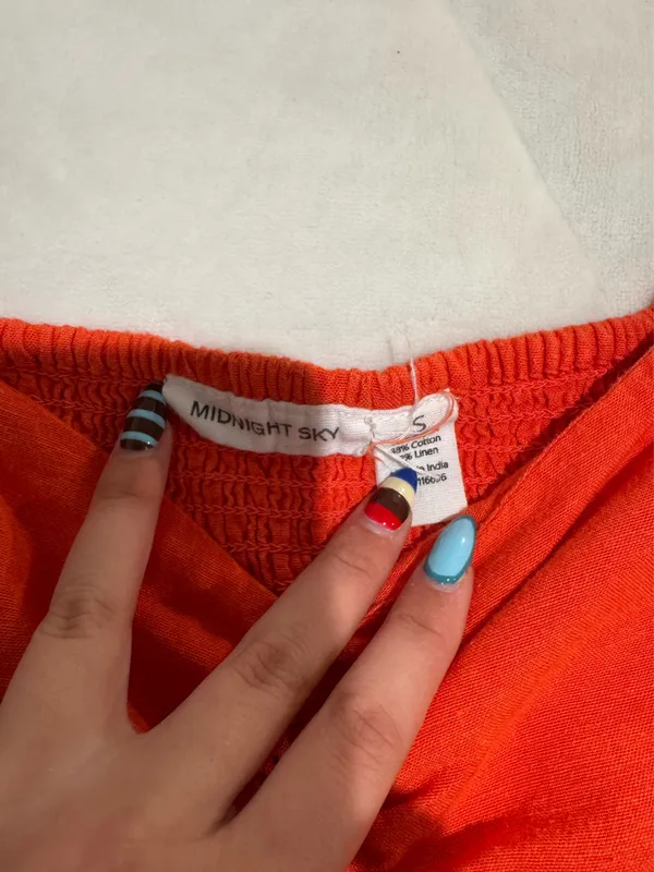 Orange Peplum Blouse - Image 2