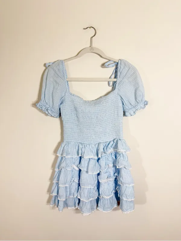 Amy Jane London Darcy Mini Dress Blue White Stripe XS - Image 6