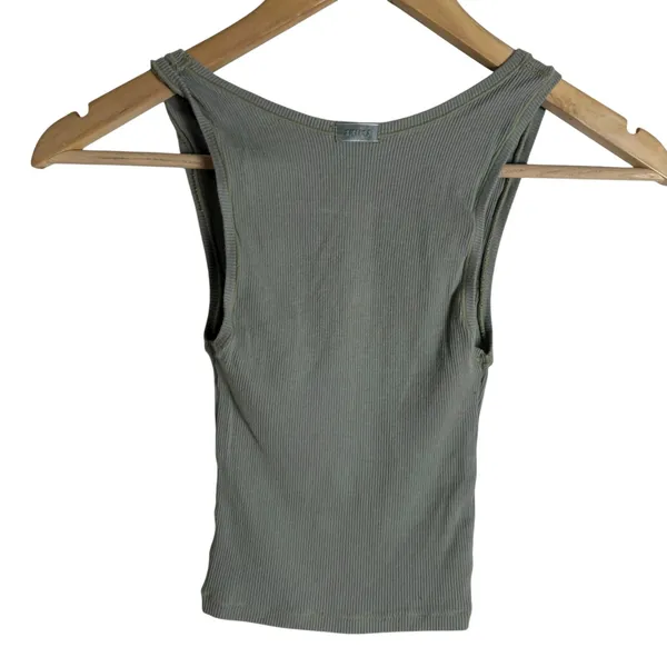 Skims Gray Cotton Ribbed Sleeveless Cropped Casual Tank Top Size XS - Image 5