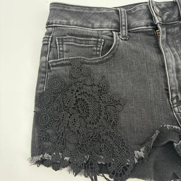 American Eagle Hi Rise Shortie Crochet Womens Shorts Sz 2 Y2K Grunge Black Goth - Image 3