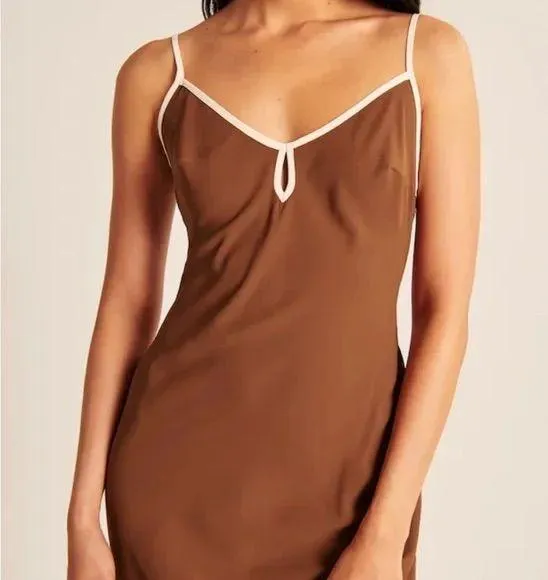 Abercrombie & Fitch Keyhole Slip Maxi Dress - Ochre - XSP - Image 6