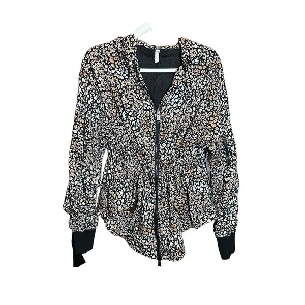 Free People Run Wild Hooded Jacket in‎ Leopard Sz Small - Image 4