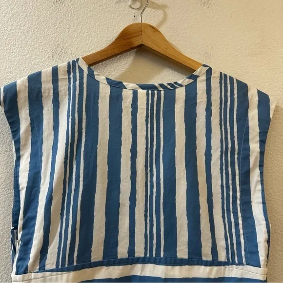Anthropologie Tracy Reese Catamaran Striped Peplum‎ Top Size Medium Blue White - Image 9