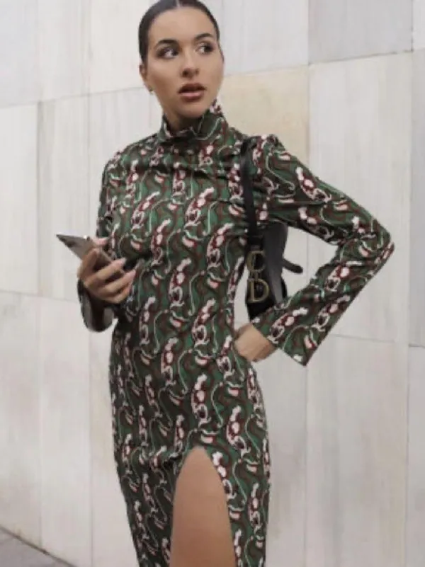 Nwot Zara Woman'S Paisley Printed Midi Dress Green/Multicolor Xs Bloggers Fave - Image 7