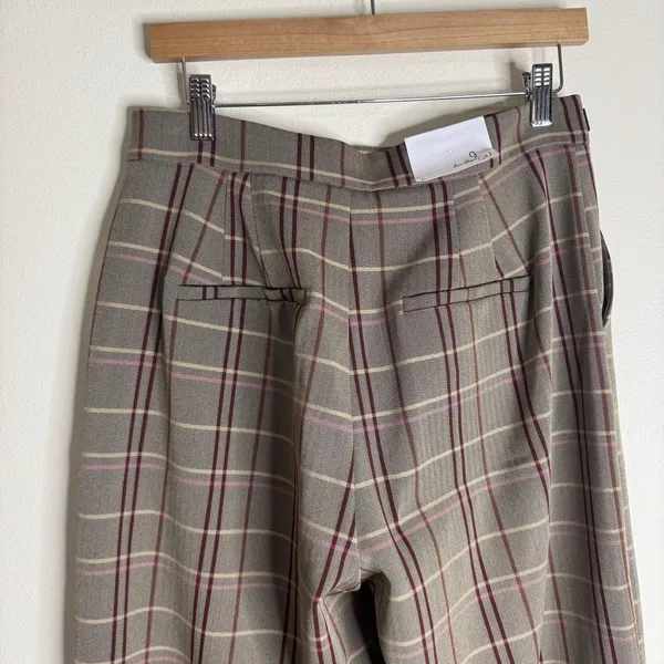 Sam Edelman Womens 8 Plaid Side Buckle wide Leg slacks Wild Aster pants - Image 14