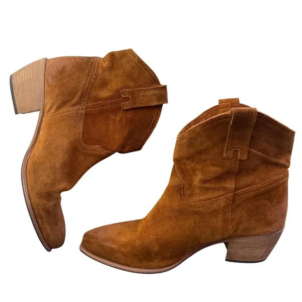 Benheart Italy Suede Leather Western Cowboy BOHO Ankle Boots 39 US 8.5 Vibram - Image 5