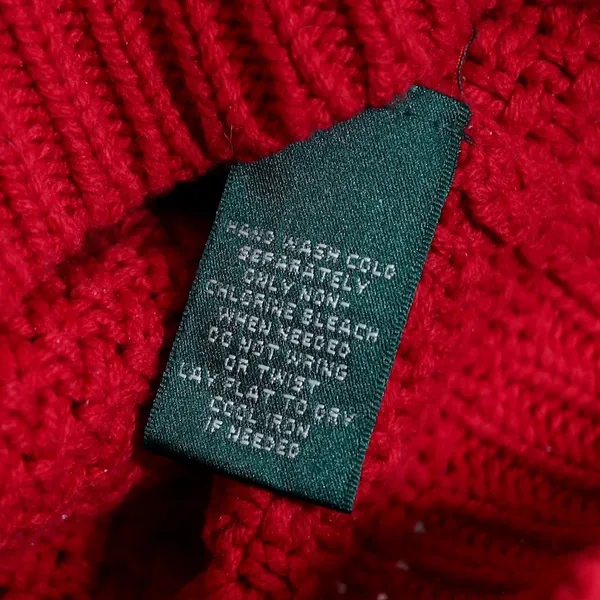 Lauren Ralph Lauren Red Cable Knit Turtleneck Sweater‎ Women's Size L Cotton - Image 8