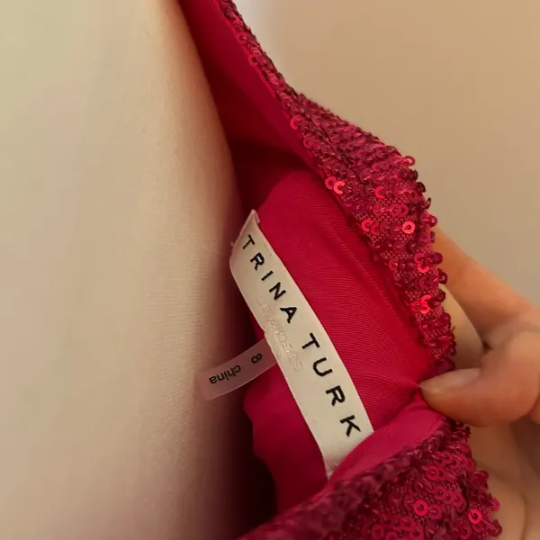 Trina Turk Designer Party Mini Dress Hot Pink Sequin Sexy Date Night Size 8 - Image 4