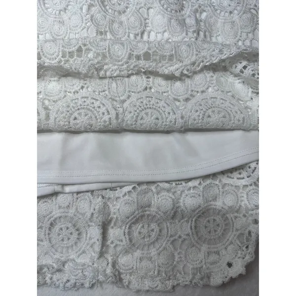 Youarenotalone White Crochet Lace Medallion Mini Dress Sleeveless Medium - Image 3