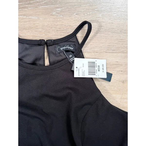 Speechless Sleeveless Jumpsuit Medium Black and Tan - Image 3