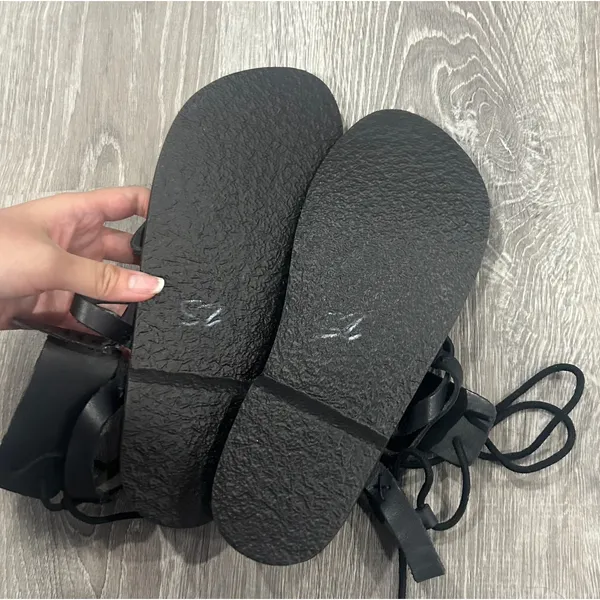Free People Vacation Day Black Leather Wrap Boho Sandals Size 8.5 - Image 6