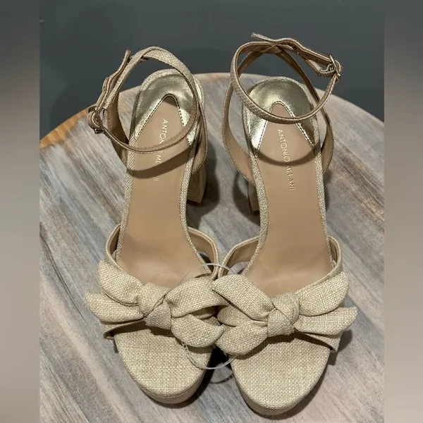 Antonio Melani Bindi Raffia Bow Platform Bow Sandals size 9M New with tags - Image 3