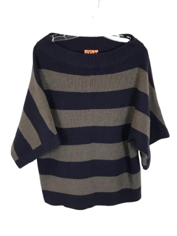 Tory Burch Size Medium 100% Wool Oversized Wool Short Sleeve Striped Sweater - Image 2