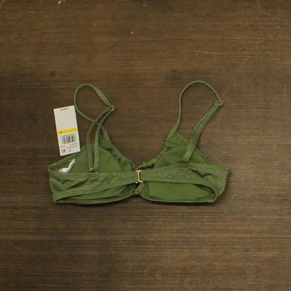 NWT Salt + Cove Womens Solid Lurex Twist-Front Swim Top SC25081GT Olive Green M - Image 5
